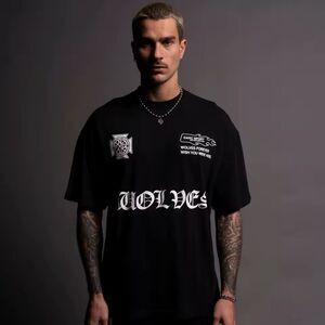 Darc Sport “FORGED” Black Raglan Wolf Graphic Tee L NWT Streetwear Premium Fit